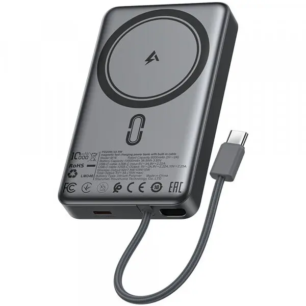 AceFast Baterie Externa Wireless Acefast M18, 10000mAh, 22.5W, PD + FQI, 1 x QI - 2 x USB-C, Neagra