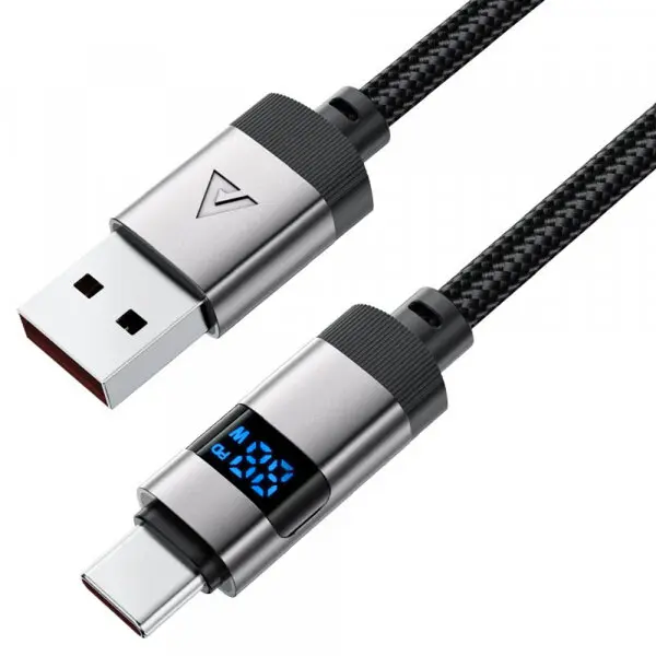 AceFast Cablu Date si Incarcare USB-A - USB-C Acefast C15-04 Display, 66W, 1.2m, Negru