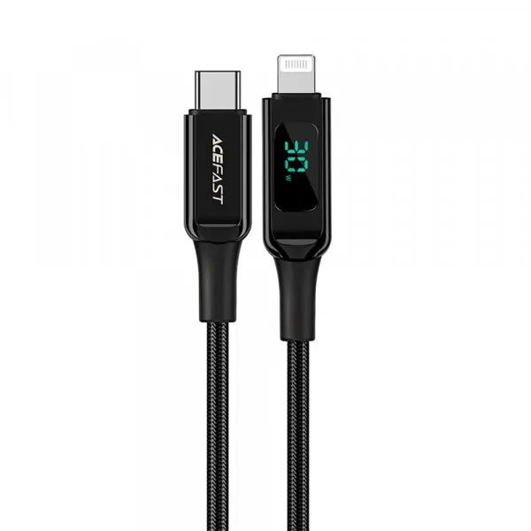 AceFast Cablu Date si Incarcare USB-C - Lightning Acefast C6-01 Display, 20W, 1.2m, Negru