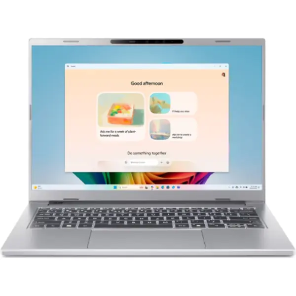 Acer Laptop Acer Aspire 14 AI A14-53M, Procesor Intel® Core™ Ultra 7 256V, Display 14 WUXGA OLED, RAM 16GB LPDDR5X, 1TB SSD, Placa video Intel Arc Graphics, NO OS, Argintiu