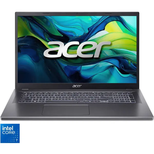 Acer Laptop Acer Aspire 17 A17-51M-75H8, Procesor Intel® Core™ 7 150U (12M Cache, pana la 5.40 GHz), 17.3 inch, Full HD, IPS, 16GB LPDDR5, 1TB SSD, Intel Graphics, No OS, Gri - Negru