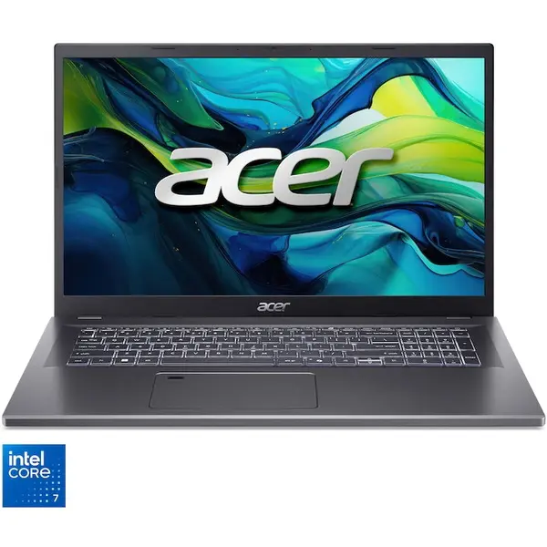 Acer Laptop Acer Aspire 17, Procesor Intel® Core™ 7 150U, Display 17.3, FHD IPS, RAM 16GB LPDDR5, 1TB SSD, Placa video Intel® Graphics, No OS, Steel Gray