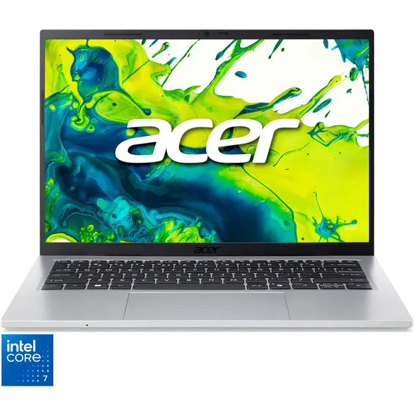 Acer Laptop Acer Aspire Go 14 AG14-72P-77VQ, Procesor Intel® Core™ 7 150U (12M Cache, pana la 5.40 GHz), 14 inch, WUXGA, IPS, 16GB DDR4, 512GB SSD, Intel Graphics, No OS, Argintiu