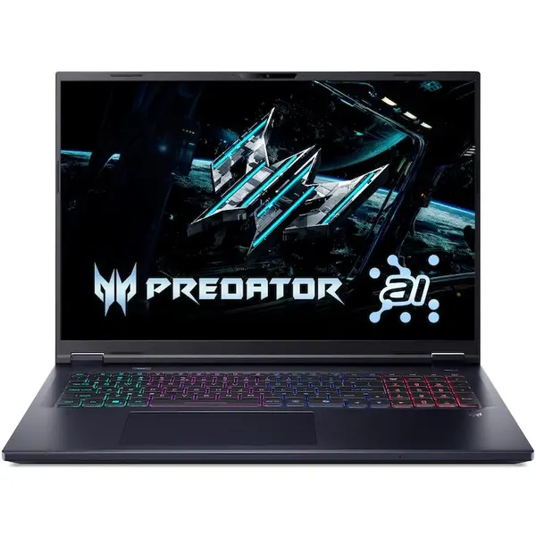 Acer Laptop Acer Predator Helios Neo 18 AI PHN18-72-909D, procesor Intel® Core™ Ultra 9 275HX pana la 5.4GHz, 18 inch, WQXGA, 250Hz, 64GB RAM, 4TB SSD, NVIDIA® GeForce RTX™ 5070 Ti 12GB GDDR7, No OS, Negru