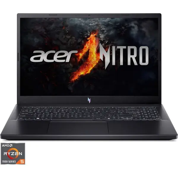 Acer Laptop Gaming Acer Nitro V 15 ANV15-41, 15.6 inch, Full HD IPS 165Hz, Procesor AMD Ryzen 5 7535HS (16M Cache, pana la 4.55 GHz), 16GB DDR5, 512GB SSD, nVidia GeForce RTX 3050 6GB, No OS, Negru