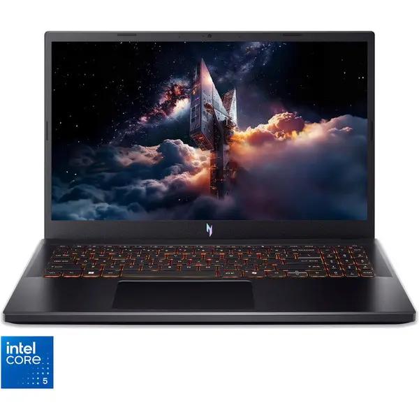 Acer Laptop Gaming Acer Nitro V 15 ANV15-52, 15.6 inch, Full HD IPS 165Hz, Procesor Intel® Core 5 210H (12M Cache, pana la 4.80 GHz), 16GB DDR5, 512GB SSD, nVidia GeForce RTX 3050 6GB, No OS, Negru