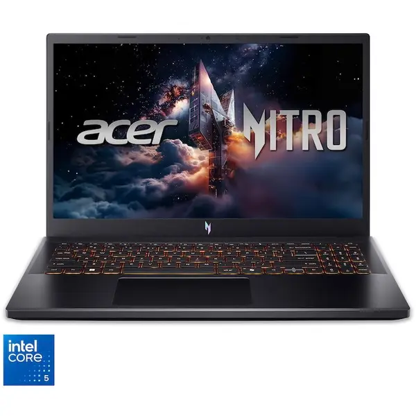Acer Laptop Gaming Acer Nitro V 15 ANV15-52-51US, Procesor Intel® Core™ 5 210H, Display 15.6 FullHD IPS 165 Hz, RAM 16 GB DDR5, 512 SSD, Placa video NVIDIA® GeForce RTX™ 4050, no OS, Black