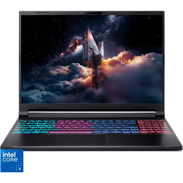 Acer Laptop Gaming Acer Nitro V 16S ANV16S-71, 16 inch, WUXGA IPS 180Hz, Procesor Intel® Core 5 210H (12M Cache, pana la 4.80 GHz), 16GB DDR5, 1TB SSD, nVidia GeForce RTX 5060 8GB, No OS, Negru