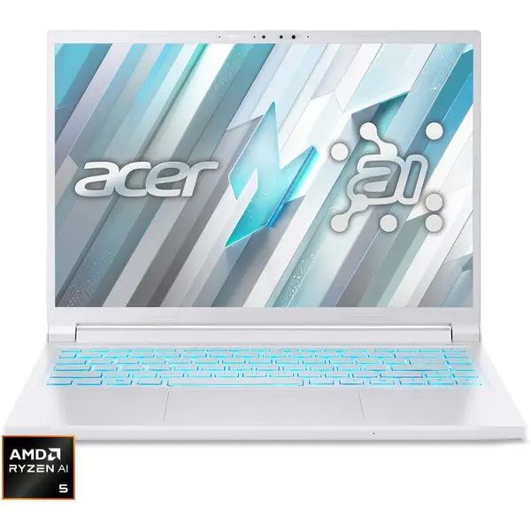 Acer Laptop Gaming Acer Nitro V14 ANV14-62, 14.5 inch, WUXGA IPS 120Hz, Procesor AMD Ryzen AI 5 340 (16M Cache, pana la 4.8 GHz), 16GB DDR5, 512GB SSD, nVidia GeForce RTX 5050 8GB, No OS, Alb perlat