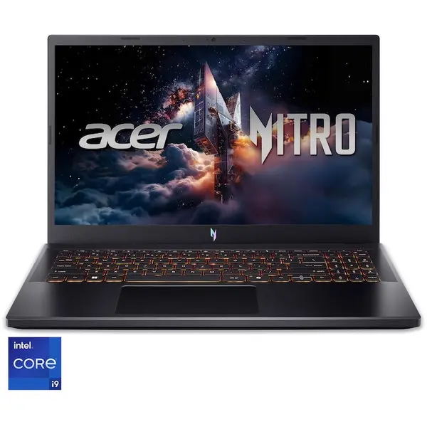 Acer Laptop Gaming Acer Nitro V15 ANV15-52-95UT cu procesor Intel® Core™ i9-13900H, Display 15.6 Full HD (1920x1080), IPS, 165Hz, Memorie RAM 32GB DDR4, Capacitate 1TB SSD, Placa video dedicata NVIDIA® GeForce RTX™ 5060 8GB GDDR7, No OS, Obsidian Black