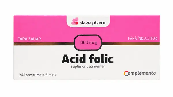 Acid folic 1000mcg, 50 comprimate, Slavia Pharm