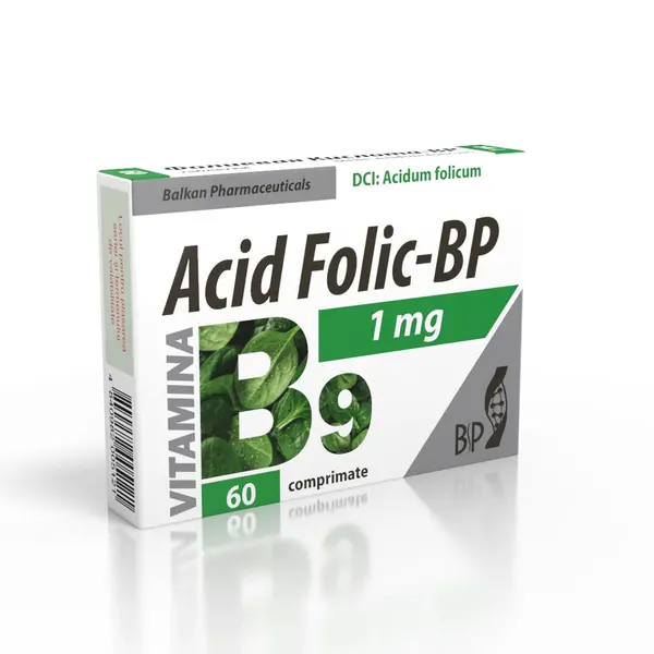 Acid Folic 1mg, Supliment Vitamina B9, 60 Comp.