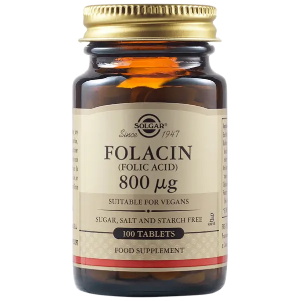 Acid folic Folacin 800mcg, 100 tablete, Solgar