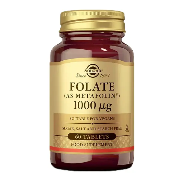 Acid folic Folate, 1000 ug, 60 tablete, Solgar