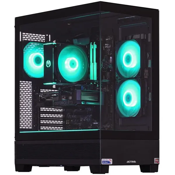 Actina Desktop PC Actina Midi Tower, AMD 7600X3D 6 C / 12 T, 4.1 GHz - 4.7 GHz, 32 GB RAM, 1 TB SSD, AMD RX 9070 16 GB, Fara sistem de operare