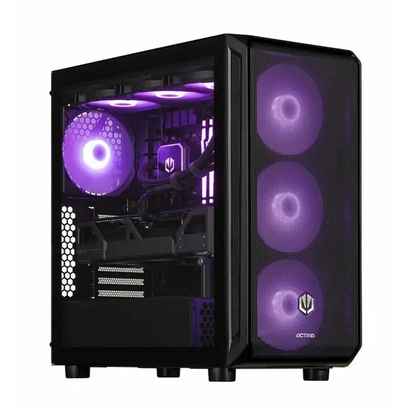 Actina Sistem Desktop PC Actina KOMACNGIP041, AMD Ryzen 7 7800X3D, 32 GB DDR5-SDRAM, 2 TB SSD AMD Radeon RX 9070 XT, Midi Tower, Negru