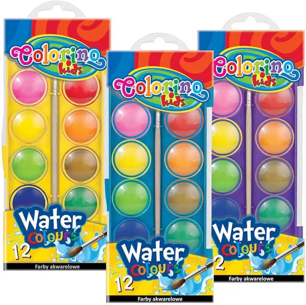 Acuarele Colorino Kids - Jumbo, 12 culori, cutie mare, sortiment