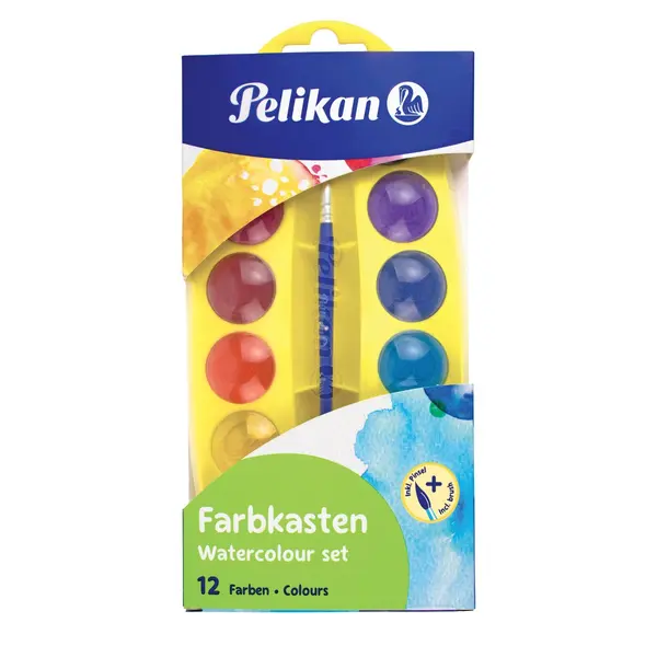 Acuarele pastila, 12culori/set+pensula, Junior Pelikan