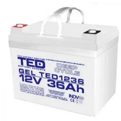 Acumulator 12V Gel Deep Cycle, Baterie 12V 36Ah M6, Ted Electric Ted1236