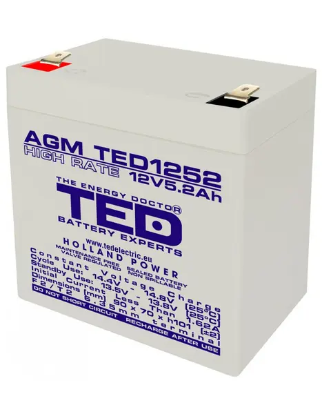 Acumulator AGM VRLA 12V 5,2Ah High Rate TED Battery Expert Holland TED003287