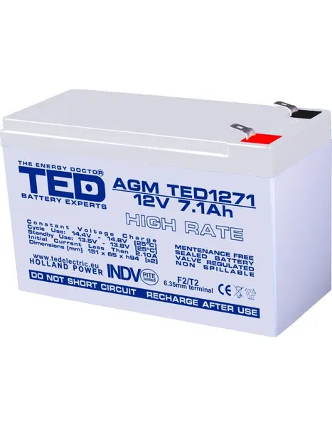 Acumulator AGM VRLA 12V 7,1Ah High Rate TED Battery Expert Holland TED003300
