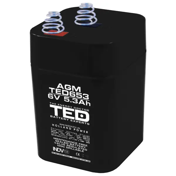 Acumulator AGM VRLA 6V 5,3Ah cu terminale arc (tip 4R25), TED Battery Expert Holland TED002952