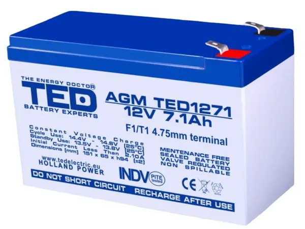 Acumulator centrala de alarma 12V PL7A, ACC7AH