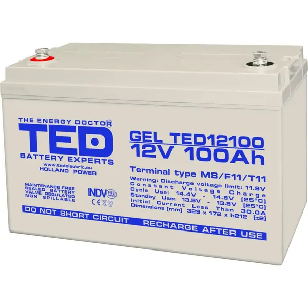 Acumulator cu GEL, 12 V, 100 Ah, TED Electric, TED004147