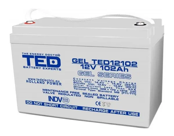 Acumulator cu GEL, 12 V, 102 Ah, TED Electric, TED003492