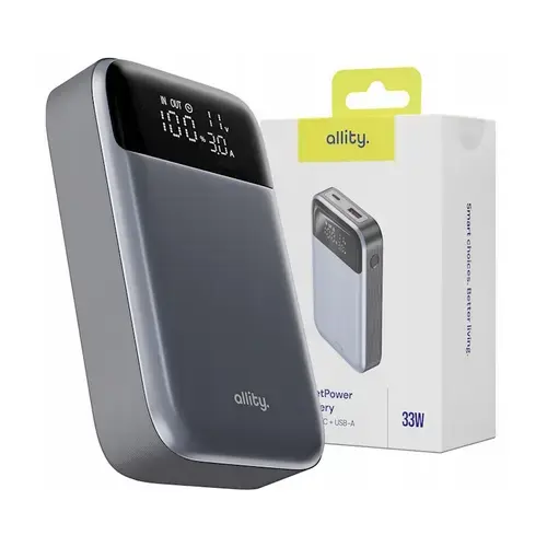 Acumulator extern Allity APB-200, PD QC, 33W, 10000 mAh (Gri)