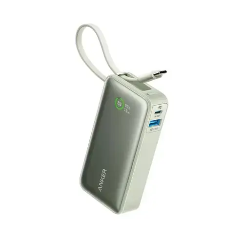 Acumulator extern Anker Nano 545, 10000 mAh, 30W, USB-C, USB-A, cablu USB-C incorporat (Verde)