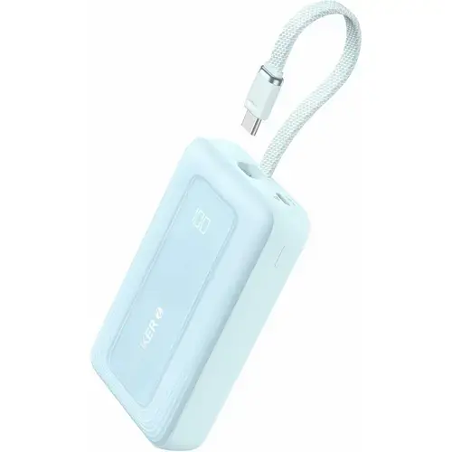 Acumulator extern Anker Zolo 20.000 mAh, 30W, 1x USB-C, 1x USB-A, cablu USB-C incorporat (Albastru)