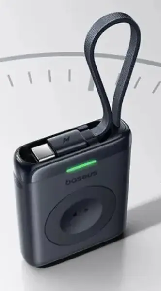 Acumulator extern Baseus EnerFill FW11, 1640mAh, compatibil cu Apple Watch, 5W, cablu integrat, 1 x USB Type-C (Negru)