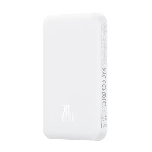 Acumulator extern Baseus Magnetic Mini, incarcare Wireless, 5000mAh, 20W, Power Delivery, 1x USB-C (Alb)