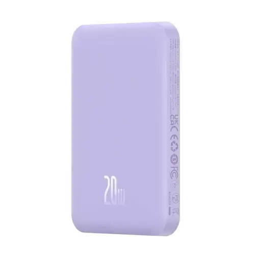 Acumulator extern Baseus Magnetic Mini Wireless, 5000 mAh, Incarcare rapida, 20W, cablu USB-C inclus (Violet)