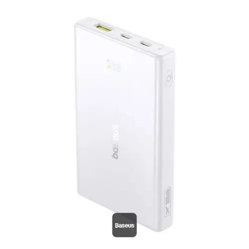 Acumulator extern Baseus PicoGo 10.000 mAh, 20W, Digital Display, 2x USB-C, 1x USB-A (Alb)