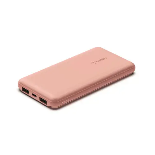 Acumulator Extern Belkin, 10000 mAh, Type-C/USB, 15W, Cablu 15 cm (Roz)