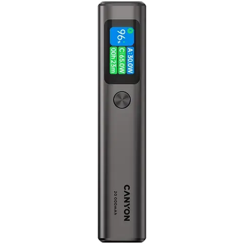 Acumulator extern CANYON OnPower 230 TFT, 20000 mAh, 130 W PD, 2x USB Type-C, 1x USB-A (Gri)