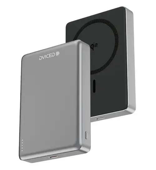 Acumulator extern Dviced Qi2 Ultrathin DV400009, Wireless, 15 W, MagSafe, 10000mAh (Negru/Gri)