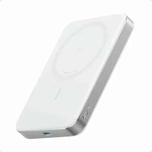 Acumulator extern magnetic Anker MagGo, 10.000 mAh, 15W, MagSafe, 1x USB-C, Ultra-Slim, pentru iPhone 16/15/14/13/12 (Alb)