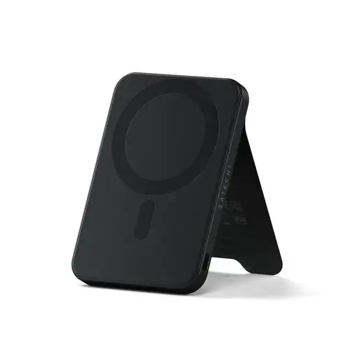 Acumulator extern Satechi ST-B5Q2SK, 5000mAh, magnetic, cu suport, Wireless, 15 W (Negru)