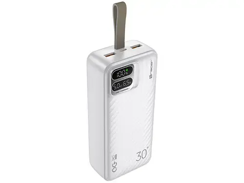Acumulator extern Tracer Blaze, 30000 mAh 65 W, PD/QC 3.0, 2x USB, USB Type-C (Alb)