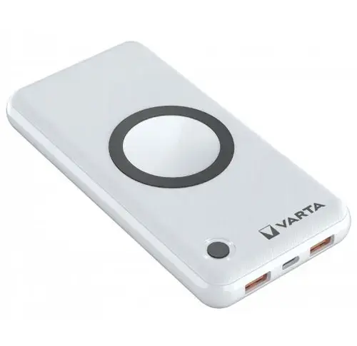 Acumulator Extern Varta Energy, 15000 mA, 20W, Incarcare Wireless, 2x USB-A, 1x USB Type-C, Power Delivery (PD), Quick Charge 3.0 (Alb)