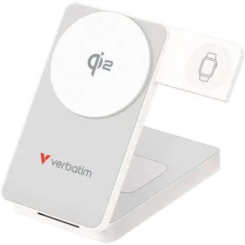 Acumulator extern Verbatim Charge ‘n’ Go, 10.000mAh, compatibil MagSafe, USB-C fast charging, 30 W (Alb)