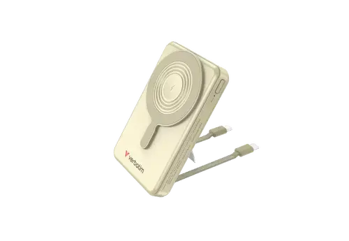 Acumulator extern Verbatim Charge 'n' Go 32274, 10.000mAh, 22.5 W, Magnetic, Wireless, 2 USB-C, Stativ (Auriu)