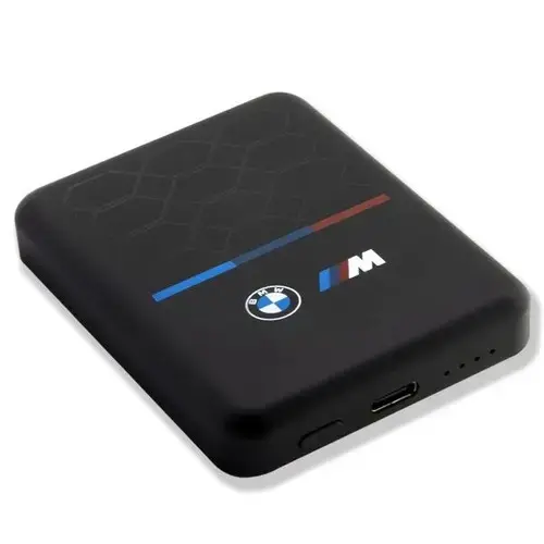 Acumulator extern wireless BMW M Collection, 3000mAh, 5W, Magsafe, 1xUSB-C, 1xMicroUSB, Cablu USB-C inclus, Indicator baterie (Negru)