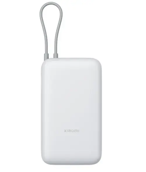 Acumulator extern Xiaomi BHR9738GL, 22.5 W, 20000 mAh, Cablu integrat USB-C (Alb)