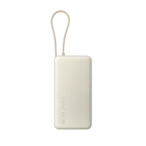Acumulator extern Xiaomi Power Bank BHR08O7GL, 67W, 20000 mAh, 1x USB Type-C In/Out, Cablu integrat USB-C, USB-A (Bej)