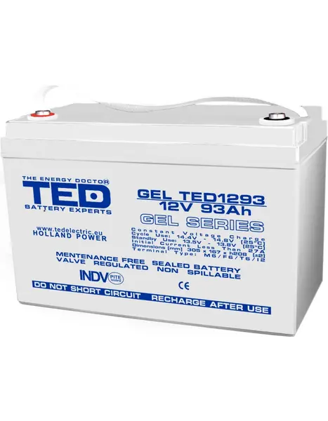 Acumulator GEL Deep Cycle 12V 93Ah VRLA, terminal M8, TED Battery Expert Holland TED003485
