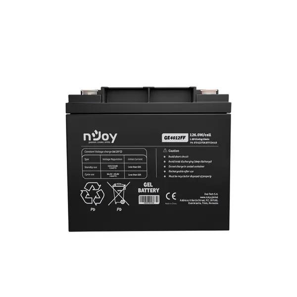 Acumulator GEL Deepcycle nJoy GE4012FF, 12V, 126W / celula, 40 Ah